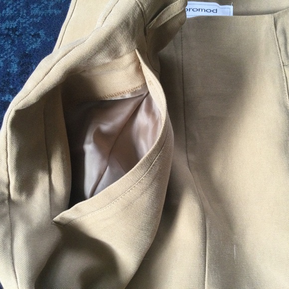 Promod UK Dress Pants Trousers Beige Linen Blend Camel Flowy Ankle 32 Waist - Picture 4 of 14